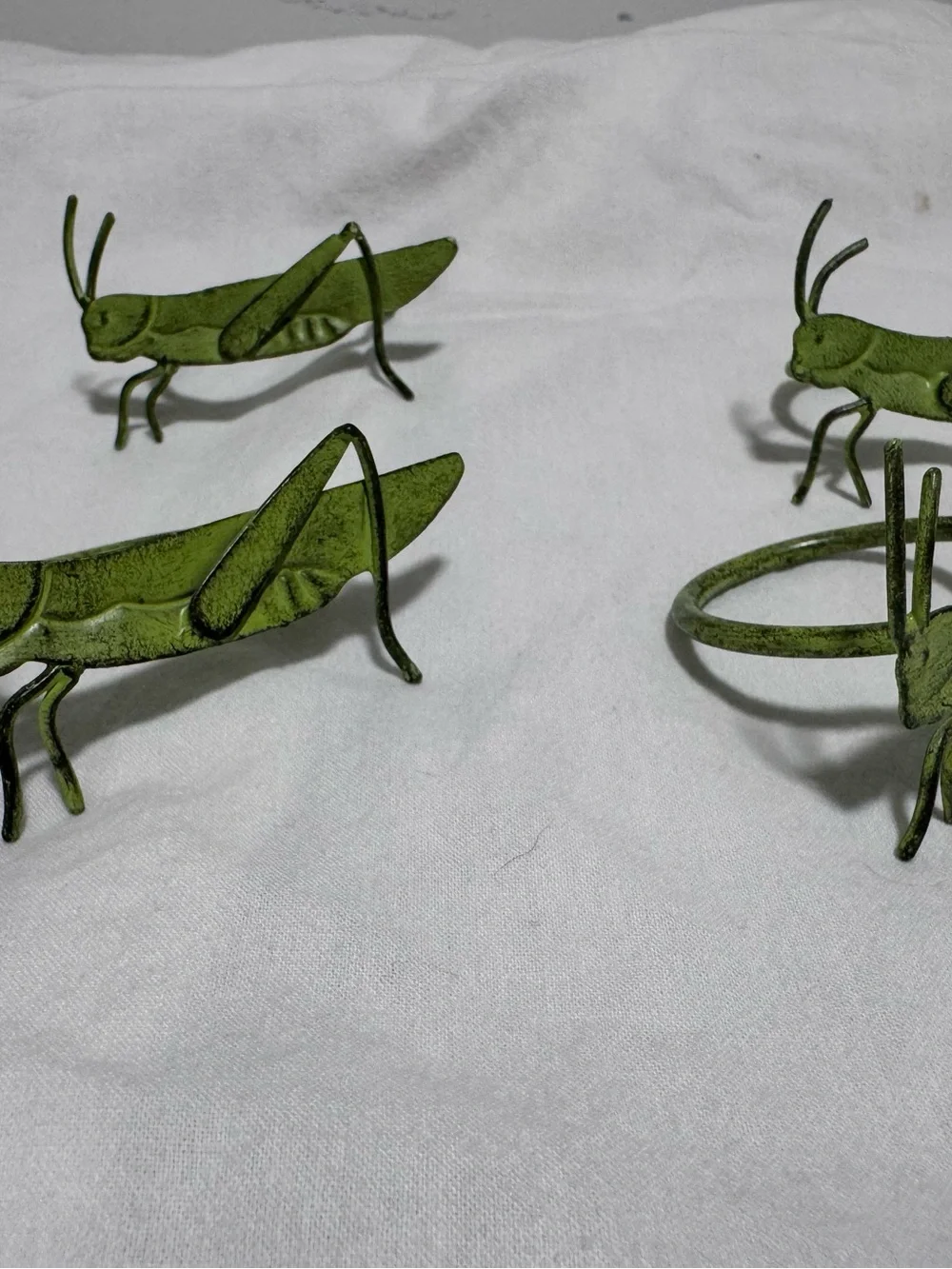 Vintage Napkin Rings Metal Grasshopper Green Set of 4 Pier One Fairycore Decor